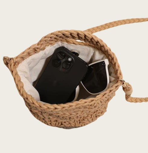 Summer Crossbody Bag Crochet Purse Women Handbag Beach Bag Knit Bag Shoulder Bag for Travel Vacation Khaki...