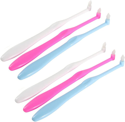 6 Pcs Tuft Toothbrushes Tufted Brush Slim Teeth Brush for Teeth Detail Cleaning and Braces Clean Soft and Compact Trim Tooth Toothbrush Rose Red B...