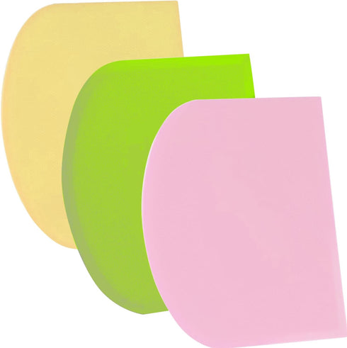 SURDOCA Dough Scraper Bench Scraper - 3P 4.7x3.7" Plastic Flexible Bowl Scraper, Sharp Edge & Angles Cake Scraper. Non-Slip Bakeware Decorating To...