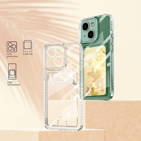 Compatible with Samsung Galaxy S22 Ultra Case with Card Holder, Clear Card Slot case, Ultra-Thin, Soft, Shockproof, Credit Card Protective Cover...
