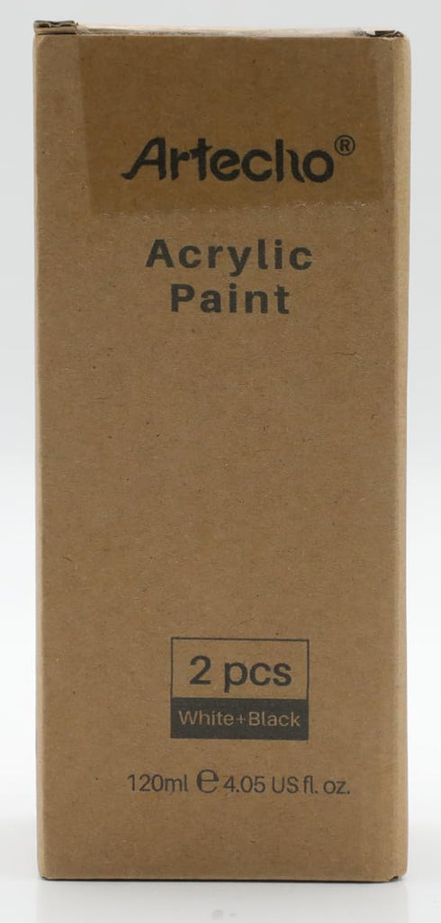 Artecho Professional Acrylic Paint, White and Black (120ml / 4.05oz) Tubes, Art Craft Paints for Canvas, Rock, Stone, Wood, Fabric, Art Supplies...