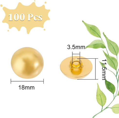 UNICRAFTALE 100Pcs 18mm Diameter 1-Hole Plating Acrylic Dome Shank Buttons Golden Half Round Sewing Buttons for Men Women DIY Shirt Woolen Coats S...
