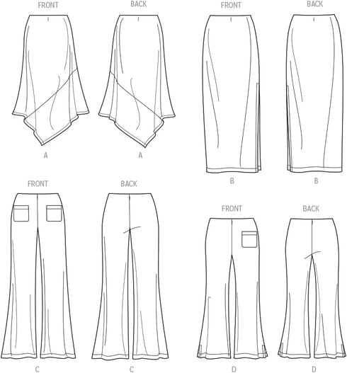 Simplicity Easy Women's Knit Skirts and Pants Sewing Pattern Packet, Code S9752, Sizes 20W-22W-24W-26W-28W, Multicolor...