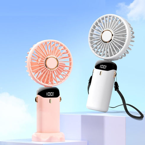 Portable Handheld Fan, USB Rechargeable Personal Fan, 4800mAh, 90° Foldable Mini Desk Fan with Led Digital Display, 5 Speeds Multi-Function Fan fo...