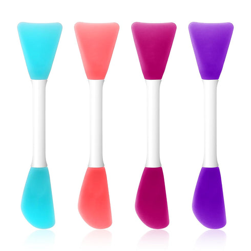 Silicone Face Mask Applicator, 4 PCS Double-End Mask Brushes for Facial Mud Mixing Spatula Soft Makeup Beauty Brush Tools for Apply Skincare Cream...