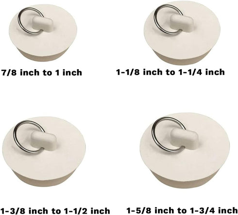 Bath Tub Drain Stoppers, 4 Pieces Sink Bathtub Plug Rubber Kitchen Bathroom Laundry Bar Water Stopper Seal with Hanging Ring for Shower Faucet Cov...