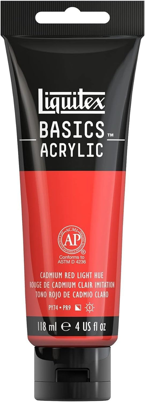 Liquitex BASICS Acrylic Paint, 118ml (4-oz) Tube, Cadmium Red Light Hue...