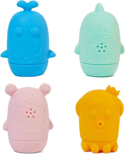 Mold Free Bath Toys for Babies 6-12 Months, 4 Pack Silicone Squirting Bath Toy for Baby, Water Pool Toys for Toddlers 1-3, Non Toxic Infant Bathtu...