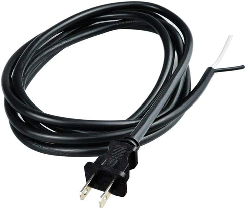 2 Prong Polarized 14 Gauge 10ft Replacement Power Cord Pigtail Tool Heavy Duty 110V 115V 120V Supply Cable for AC Appliance, NEMA 1-15 Plug US SJT...