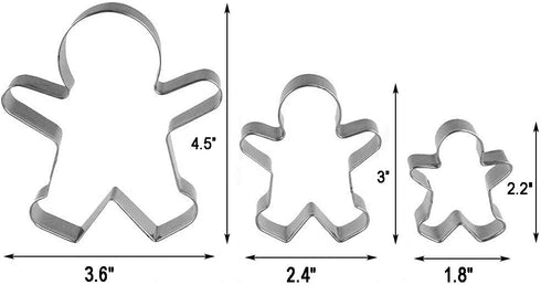 3 Piece Gingerbread Man Cookie Cutter Set, Christmas Shape Cookie Cutters Molds - 2.2 Inch, 3 Inch, 4.5 Inch...