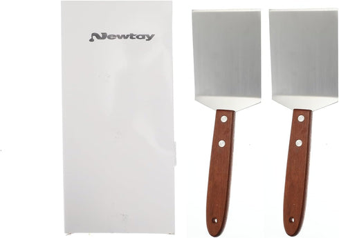 Newtay 2 Pieces Small Brownie Cookie Spatula Metal Stainless Steel Spatula with Wooden Handle for Kitchen Cooking Chef Baking Scraper Turner, 2.5 ...