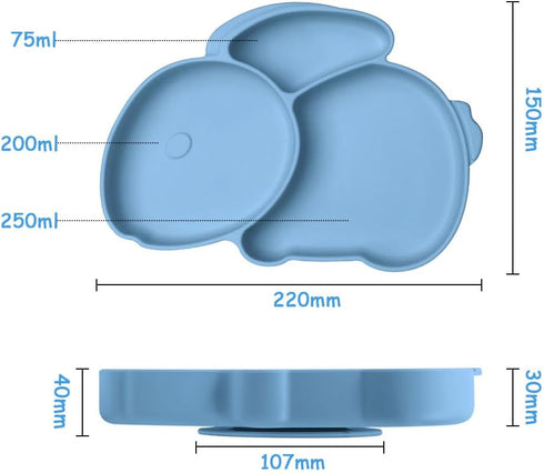 Vicloon Toddler Plates with Suction, Toddler Plates, 100% Food-Grade Silicone Divided Design, Non-Slip, Microwave and Dishwasher Safe...