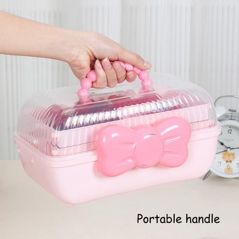 Hair Accessories Organizer for Girls Headbands, Clips, Ties Baby Girl Supplies, Lockable Three-layer Folding Craft Organizers and Storage Plastic ...