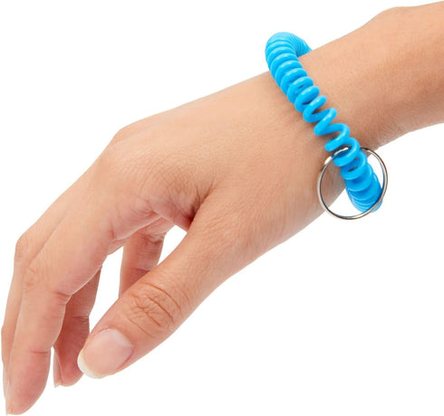 Juvale 50 Pack Spiral Coil Wrist Keychains - Stretchy Wristband Bracelet Key Rings (5 Assorted Colors)...