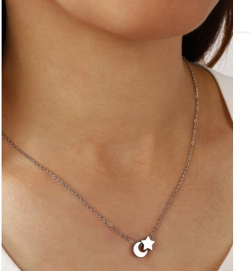 Jude Jewelers Stainless Steel Star Moon Charms Wedding Statement Collar Choker Necklace...