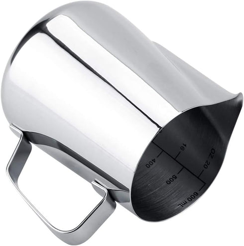 Frothing Cup, 600ml Stainless Steel Measuring Cup Mug Milk Frothing Pitcher Jug for Latte Coffee Art...