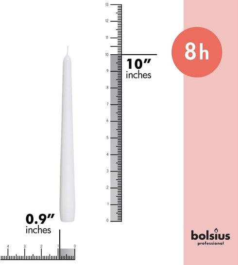 BOLSIUS Unscented 10 Inch Dinner Candles, 10 Pack - 8 Hour European Quality Smokeless Dripless Taper Candles for Home Décor...