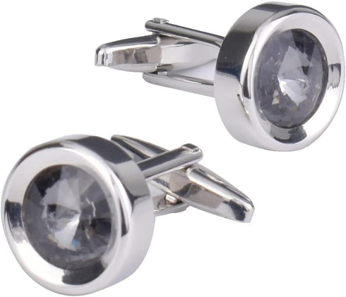 Mens classic cufflinks business wedding shirts gifts (Grey crystal)...