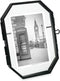 Isaac Jacobs 3.5x5 Vintage Style Octagon Brass & Glass, Metal Floating Picture Frame with Locket Closure (Vertical), Tabletop Display, (Fits up to...