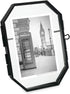 Isaac Jacobs 3.5x5 Vintage Style Octagon Brass & Glass, Metal Floating Picture Frame with Locket Closure (Vertical), Tabletop Display, (Fits up to...