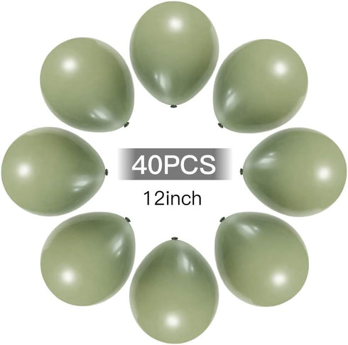 12 Inch Sage Green Balloons Eucalyptus Bridal Shower Balloons Greenery Gender Neutral Baby Shower Decorations Olive Green Party Balloons 40 Count...