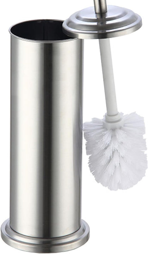 Home Basics Stainless Steel Toilet Brush Holder with Diamond Top, for Bathroom Storage – Heavy Duty, Deep Cleaning, Silver...
