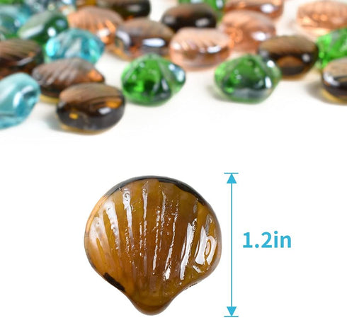 Seashell Starfish Glass Vase Filler Decorative Stars Shells Shape Premium Glass Beads Gems Aquarium Pebbles Decorative Table Scatter Decor 1.3 LB ...