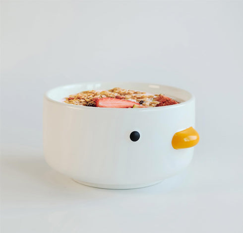 PURROOM Funny Cute Duck Bowl, Handmade Glaze Duck Safety Ceramics 17oz Soup Bowls, 4.6'' Rice Bowl. (500ML)...