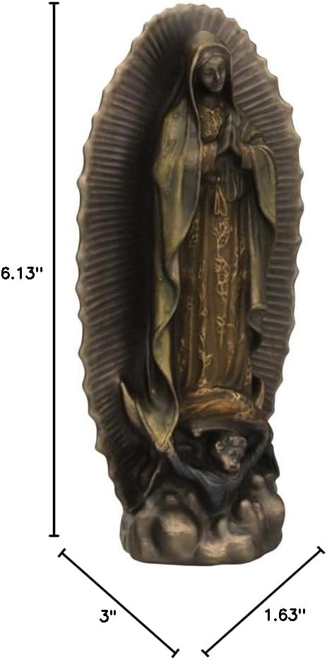 Veronese Design 6 1/8" Our Lady Of Guadalupe Virgin Mary Religious Statue Cold Cast Resin Bronze Finish Home Decor Figurine...