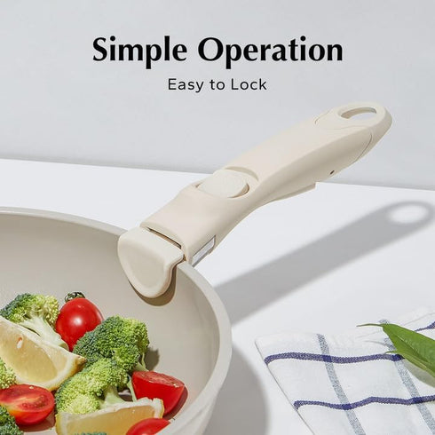Removable Handle White, Detachable Removable pan Handle, Replacement Pan Gripper, Suitable for All Cookware...