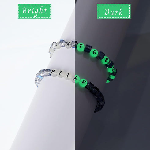 Jadive 1000 Pcs Glow in The Dark Letter Beads 4x7mm Glow Letter Beads Acrylic UV Luminous for Women Adults Bracelets Necklace DIY Crafts Making(Bl...