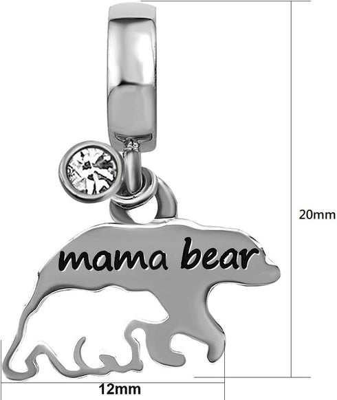 Mama Bear Mom Mother Son Daughter Love Birthday Birthstone Jan-Dec Womens Beads Charms for Bracelets Christmas Halloween Jewelry...