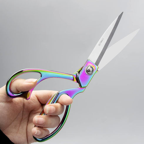 Rainbow Sewing Scissors Holographic Metallic Craft Tailor Scissors 9 Inch Heavy Duty Steel Professional Fabric Shears for Costume Designer Dressma...