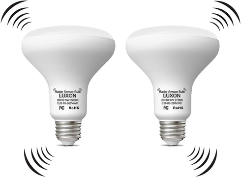 LUXON 9W BR30 Radar Motion Sensor Light Bulbs, Detector Dusk to Dawn 90W Equivalent,Smart Led Lamp Lighting,Indoor Outdoor Auto On/Off E26 Base So...