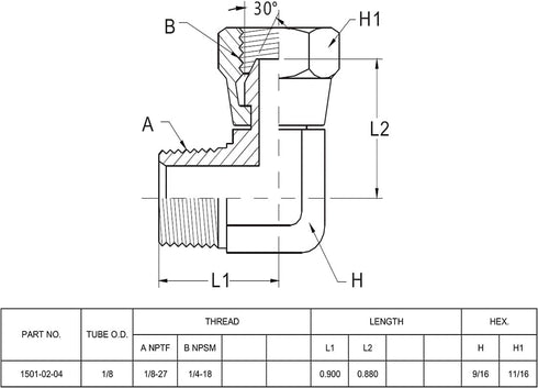 (2-PACK) 1501-02-04 Hydraulic Hose Adapter Fitting 1/8" Male (1/8"-27NPTF) × 1/4" Female (1/4"-18NPSM) Swivel 90° Elbow SAE Pipe Joints Tube Conne...