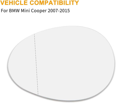 X AUTOHAUX Car Driver Left Side LH Mirror Glass W/Adhesive for BMW for Mini Cooper 2007-2015...