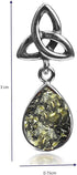 Green Amber Sterling Silver Celtic Drop Pendant...