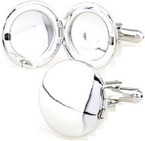 Locket Round Photo Picture Pair Cufflinks in a Presentation Gift Box & Polishing Cloth...