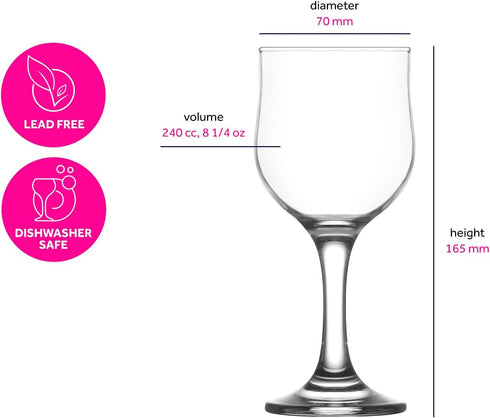 LAV Small Premium Wine Glasses Set of 6 - Clear White Wine Glasses 8 Oz - Tulip Shape Short Stem Wine Glass Set for Dinner Tables and Gifts...