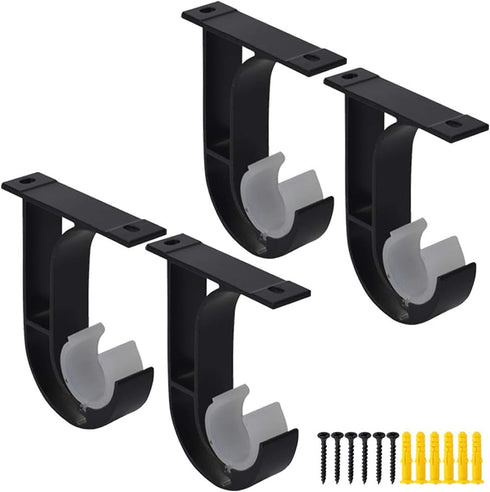 AddGrace Ceiling Curtain Rod Bracket, Heavy Duty Curtain Rod Holder with Plastic Buckle, Aluminum Alloy, Window Hardware Fit up to 1-2/16 Inch, Se...