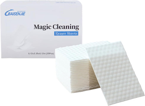 Magic Sponge Eraser Sheet,Cleaning Wipes for Hard to Reach Spaces,Scouring Pad for Sneakers Faucets Car Interiors Home Surfaces Cleaning (25,5.12x...