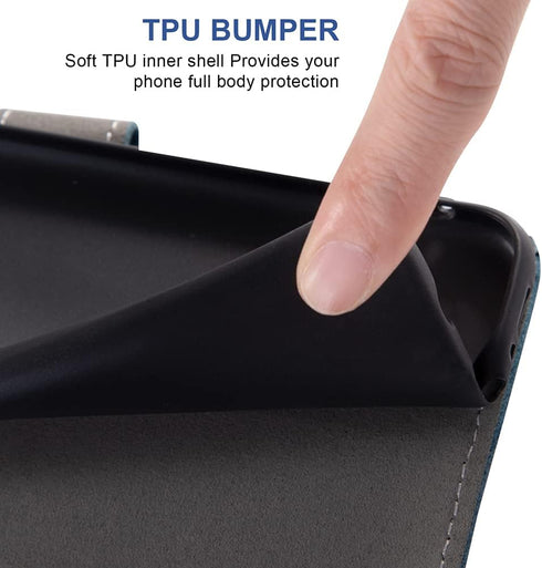 Compatible with TCL 30XE/30V/4X/20AX/20A/20R/Bremen 5G Wallet Case and Tempered Glass Screen Protector Flip Credit Card Holder Stand Cell Phone Co...