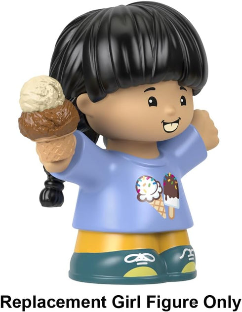 Fisher-Price Replacement Part Little-People Playset - HHR46 ~ Girl with Black Hair with Braids Carrying Ice Cream Cone, Black, Brown, Blue...