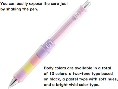 Mechanical Pencil Dr. Grip CL Play Boader 0.3mm Pastel Color Body 3 Packs With Kanji LOVE Sticker, Pastel yellow, Pastel pink, Pastel blue, 0.55 x...