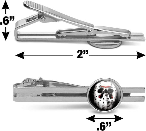 Friday the 13th Jason Mask Round Tie Bar Clip Clasp Tack Silver Color Plated...