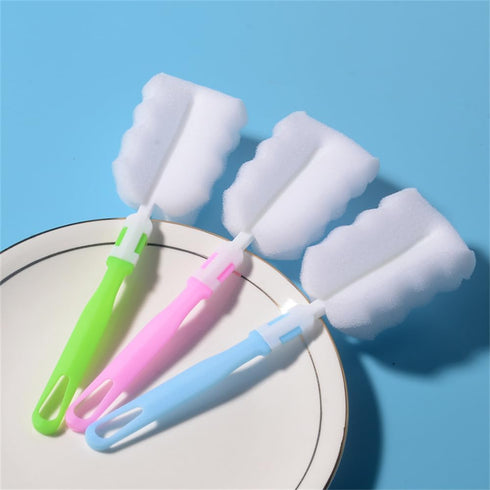 3PCS Bottle Brush,Bottle Washer Set Long Sponge Bottle Cleaning Brushes Baby Bottle Cleaner Brush, Nipple Brush, Blue, Green, Pink...