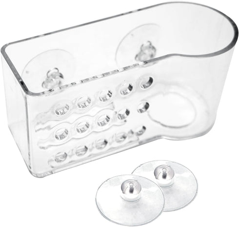 AMUONTY Sponge Holder for Kitchen Sink Suction,Plastic Sink Brush Sponge Caddy Sink Organizer-(5.7" x 2.4" x 3.1"),Clear...