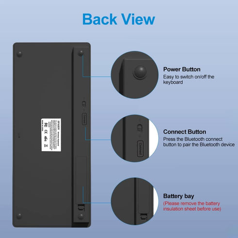 HZD Wireless Keyboard for iPad, Bluetooth Keyboard Compatible with iPad Air/iPad Pro/iPad Mini, iPhone,Tablet, Smartphone, Laptop, Windows/Android...