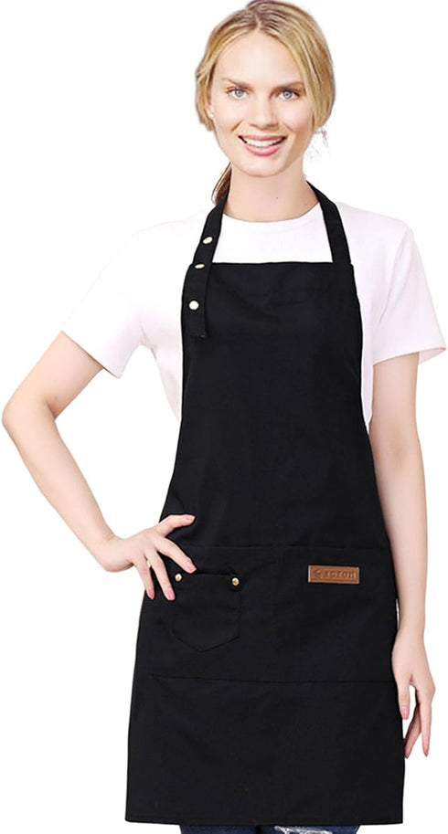 Kitchen Cooking Apron for Women Men with Big Pockets Canvas Waterproof Aprons for Server Pottery Painting Chef Apron...