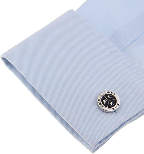 Triathlon Triathlete Swim Bike Run Round Pair Cufflinks...